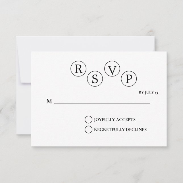 Carte RSVP minimaliste de mariage simple (Devant)