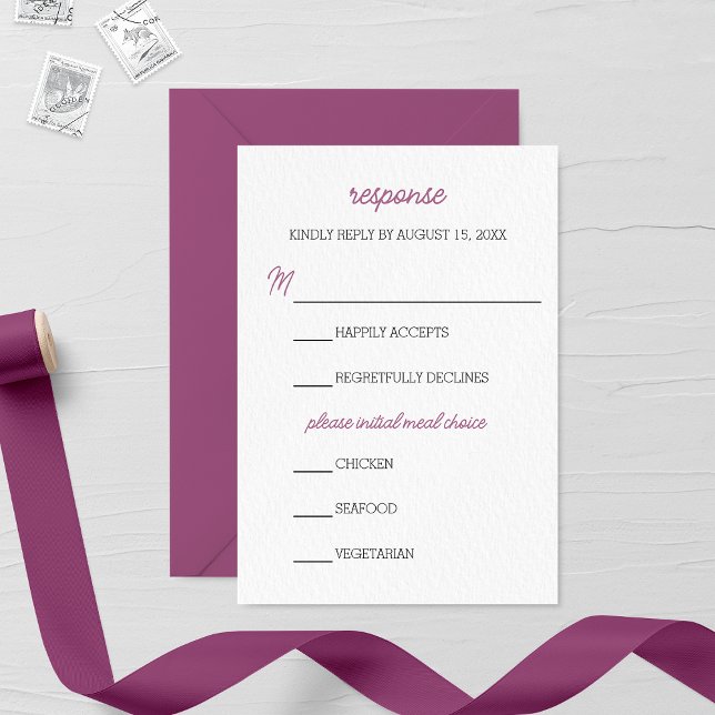 Carte RSVP minimaliste de mariage violet d'aube (Créateur téléchargé)