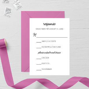 Carte RSVP minimaliste de mariage violet d'aube