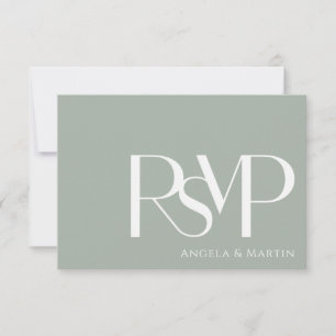 Carte RSVP minimaliste Dusty Sage blanc