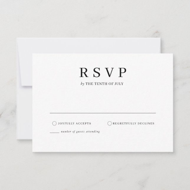 Carte RSVP minimaliste élégante (Devant)