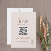 Carte RSVP minimaliste en Terracotta Boho QR Code