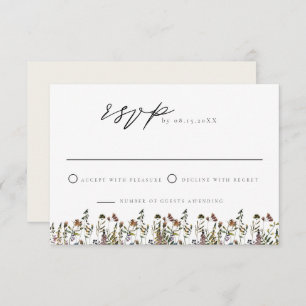 Carte RSVP minimaliste Fleur sauvage d'aquarelle M