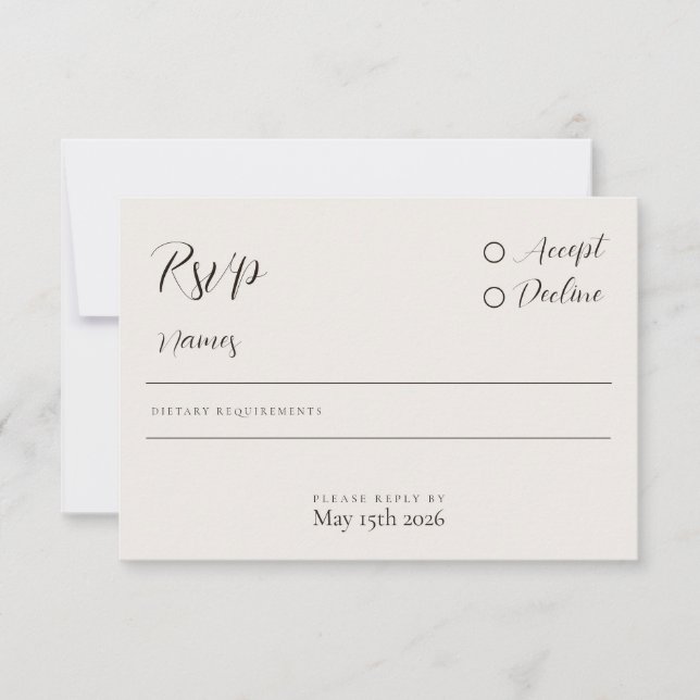 Carte RSVP minimaliste moderne (Devant)