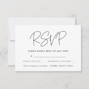 Carte RSVP minimaliste moderne avec choix de repas