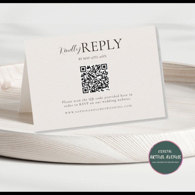 Carte RSVP minimaliste moderne de code QR (Minimalist QR Code Response Wedding Invitation)