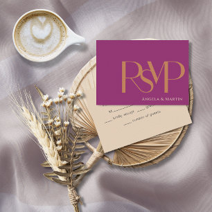 Carte RSVP minimaliste moderne Gras Magenta Orange