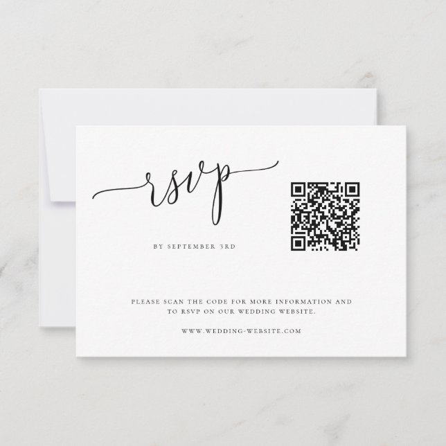 Carte RSVP minimaliste moderne Mariage QR Code (Devant)