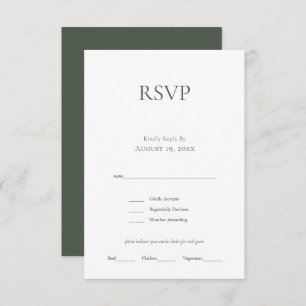 Carte RSVP minimaliste Monogram Moss Green Wedding