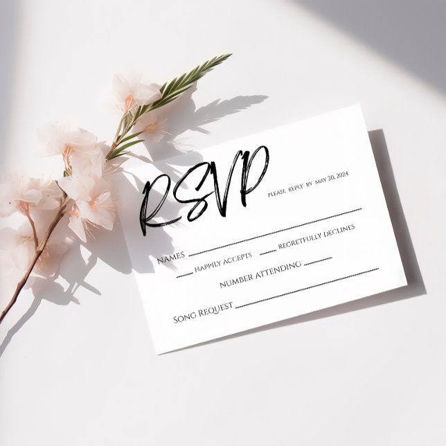 Carte RSVP minimaliste Noir Blanc (Créateur téléchargé)