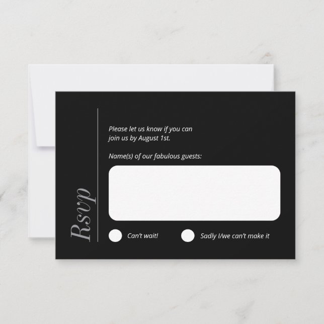 Carte RSVP minimaliste noir et blanc (Devant)