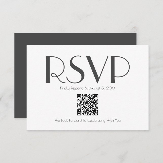 Carte RSVP minimaliste Retro Inspiré QR Code (Devant / Derrière)