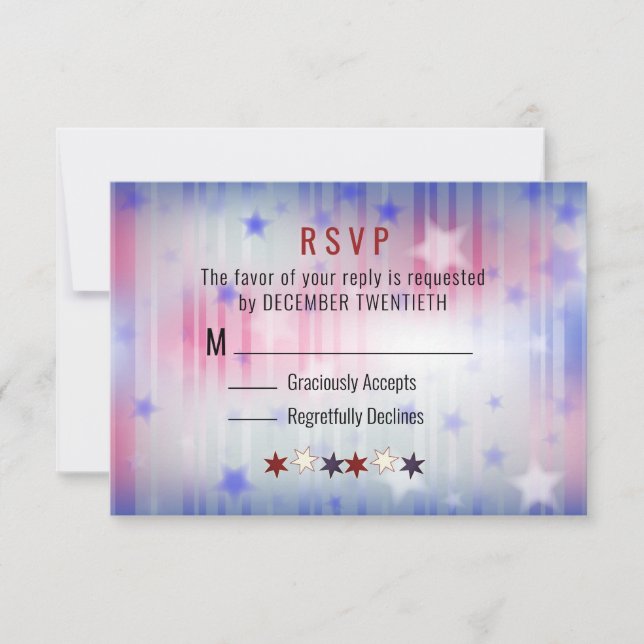 Carte RSVP minimaliste Rouge Blanc Bleu (Devant)