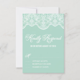 Carte RSVP Mint Brocade Lace Wedding