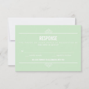 Carte RSVP Mint Green Modern Typographie et Fleurs