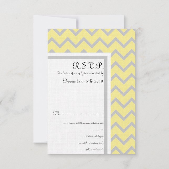 Carte RSVP moderne Chevron Jaune/Grey Wedding (Devant)