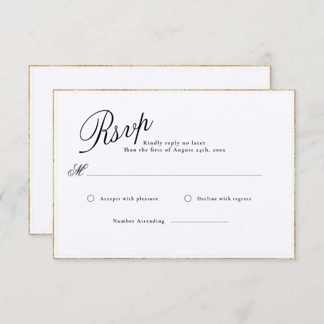 CARTE RSVP MODERNE ET ROMANTIQUE DE MARIAGE CALLIG (Devant / Derrière)