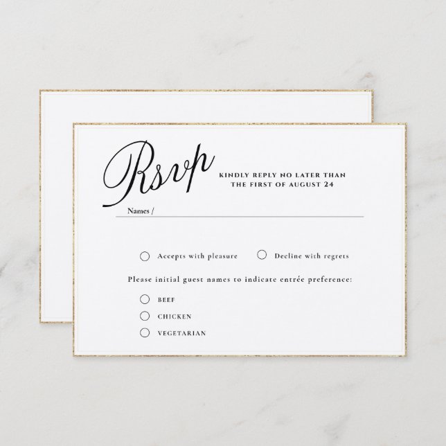 CARTE RSVP MODERNE ET ROMANTIQUE DE MARIAGE CALLIG (Devant / Derrière)