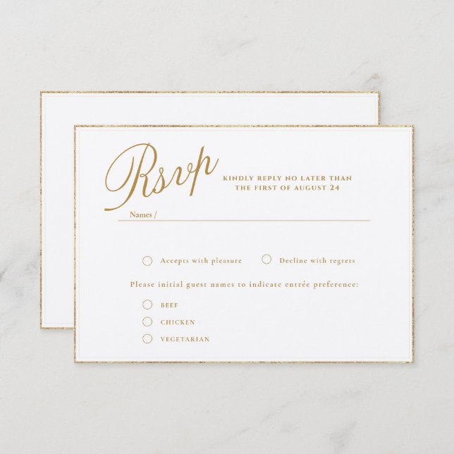CARTE RSVP MODERNE ET ROMANTIQUE DE MARIAGE CALLIG (Devant / Derrière)