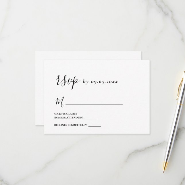 Carte RSVP moderne Mariage simple (Devant/Arrière en situation)
