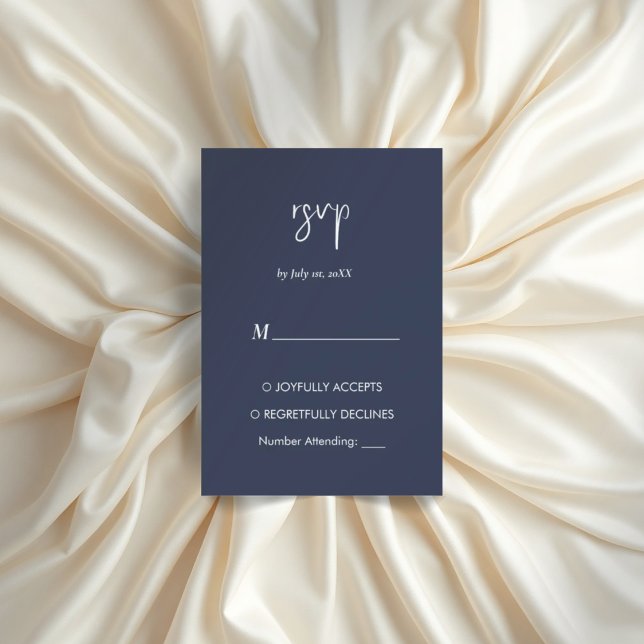 Carte Rsvp moderne minimaliste bleu marine (Créateur téléchargé)