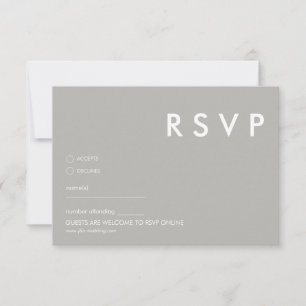 Carte RSVP moderne minimaliste Mariage gris