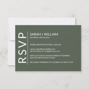 Carte RSVP moderne minimaliste Moss Green