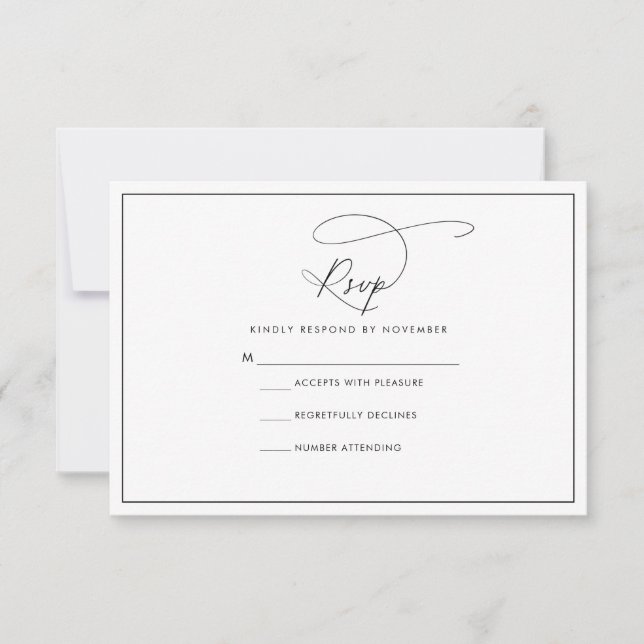 Carte RSVP moderne noir et blanc (Devant)