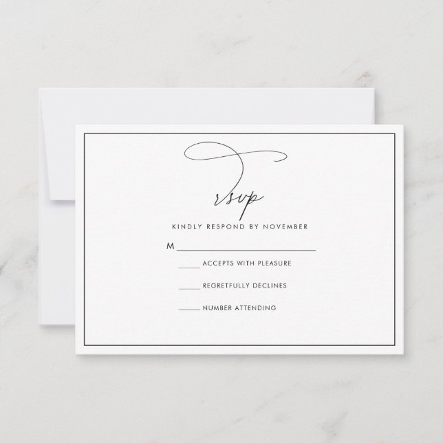 Carte RSVP moderne noir et blanc (Devant)
