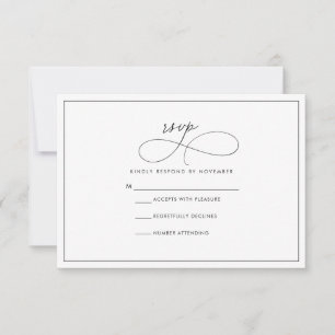 Carte RSVP moderne noir et blanc