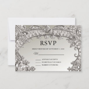 Carte RSVP moderne ornée d'argent