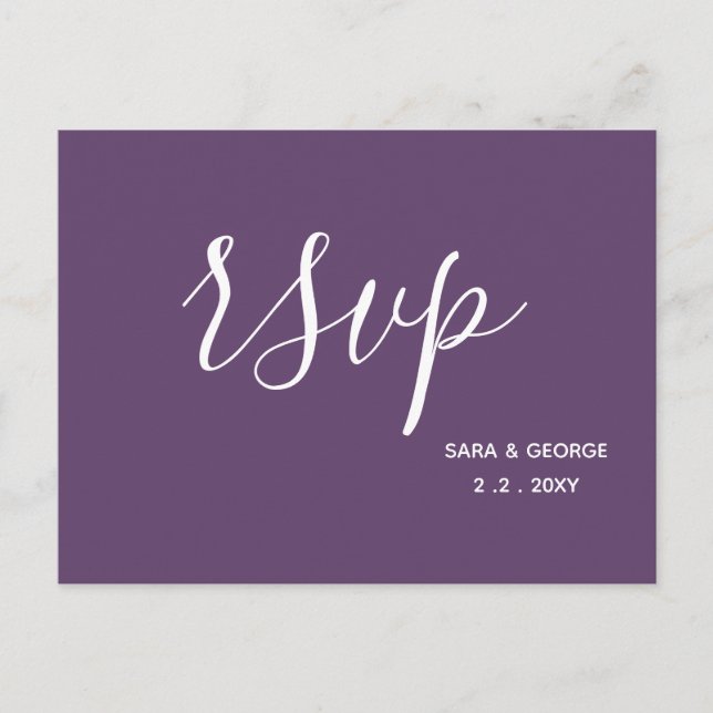 Carte RSVP moderne Purple Simple Calligraphie (Devant)