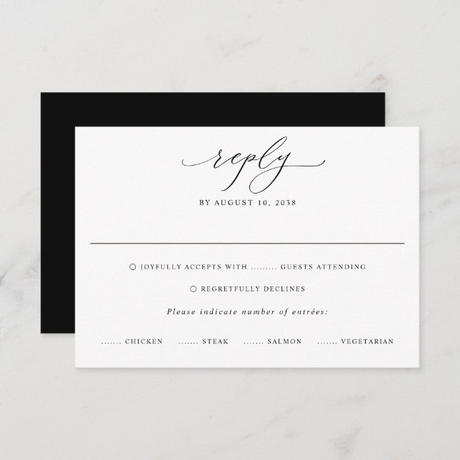 Carte RSVP moderne sophistiquée pour votre Mariage (Devant / Derrière)