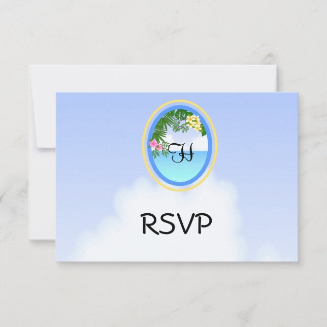 Carte RSVP Monogram Beach/Ocean Wedding (Devant)