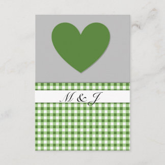 Carte RSVP Monogramme Coeur Plaid Vert Mariage