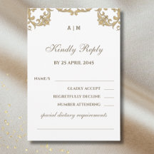 Carte RSVP Monogramme de mariage victorien