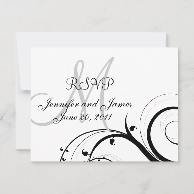 Carte RSVP Monogramme noir et blanc (Devant)