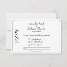 Carte RSVP Monogramme Noir Et Blanc Mariage