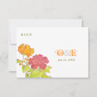 Carte RSVP Monogrammed Peony Wedding