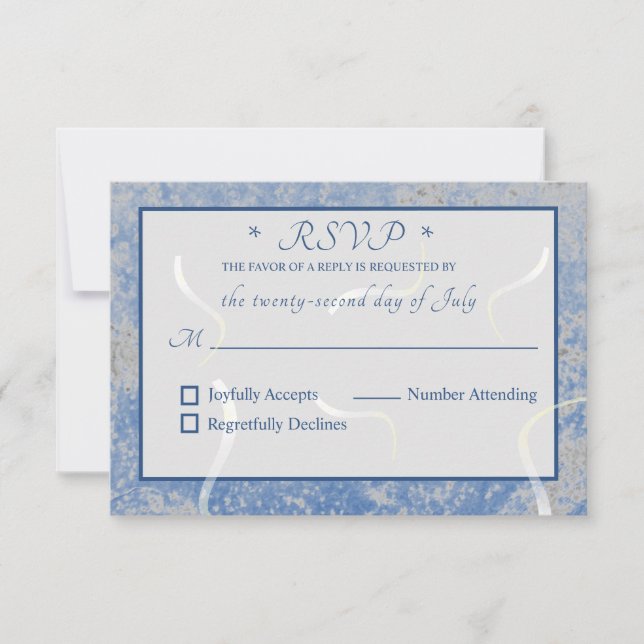 Carte RSVP monographie en marbre bleu et gris (Devant)
