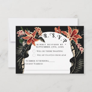 Carte RSVP Moody foncé Botanical Vintage Wedding