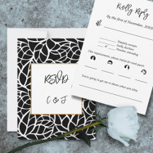 Carte RSVP Motif Abstrait noir blanc