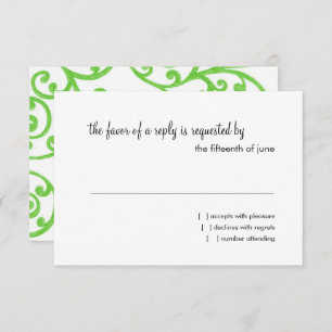 Carte RSVP Motif de défilement vert