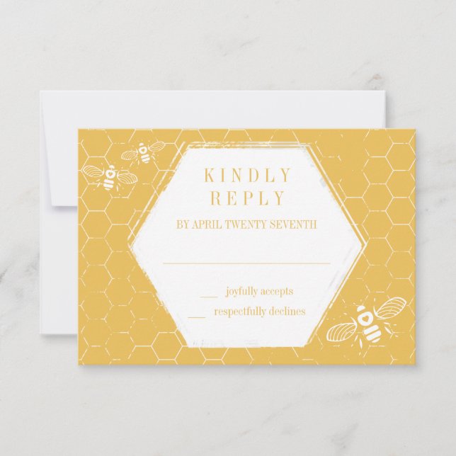 Carte RSVP Motif jaune doré (Devant)