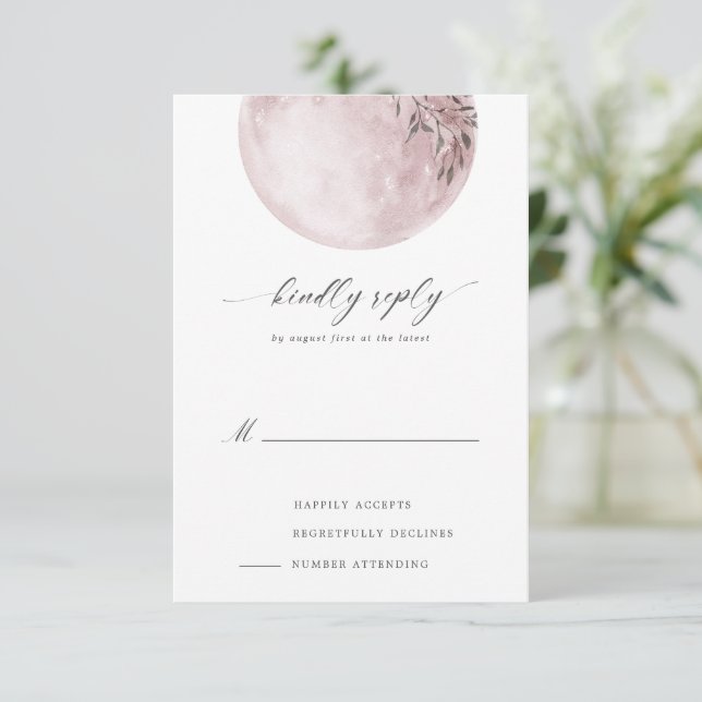 Carte RSVP Mystic Blush Pleine lune (Debout devant)