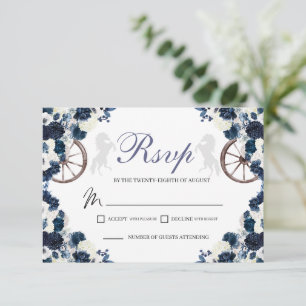 Carte RSVP Navy Blue Western Quinceanera