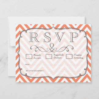 Carte RSVP Nectarine Orange Chevron Wedding