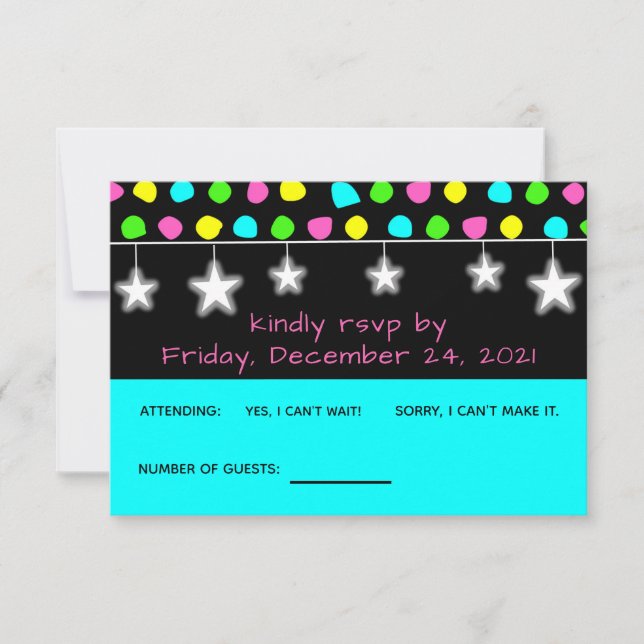 Carte RSVP Neon Retro Stars (Devant)