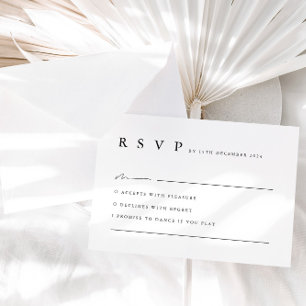Carte RSVP Neutre Minimaliste Noir Blanc Mariage