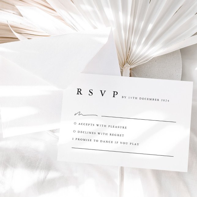 Carte RSVP Neutre Minimaliste Noir Blanc Mariage (Créateur téléchargé)